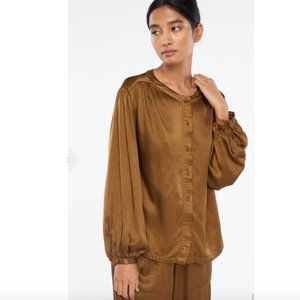 LACAUSA Devi Button Blouse Bell Sleeves New With Tags Sativa Large
